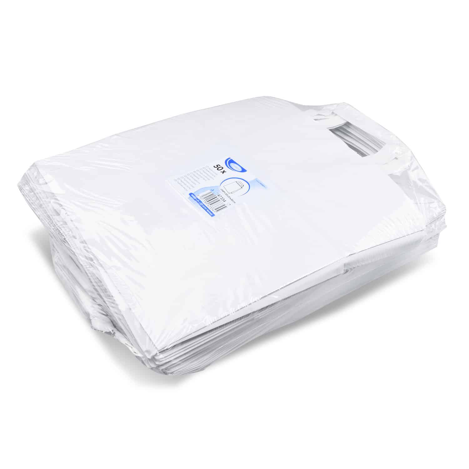 Papiertragetasche aus Papier FSC Mix weiss 32+21 x 33 cm, Packung mit 50 Stück