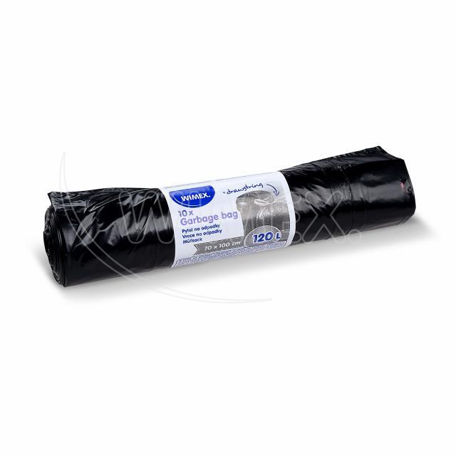 Müllsack LDPE schwarz 70 x 100 cm 120 l mit Zugband, Packung mit 10 Stück