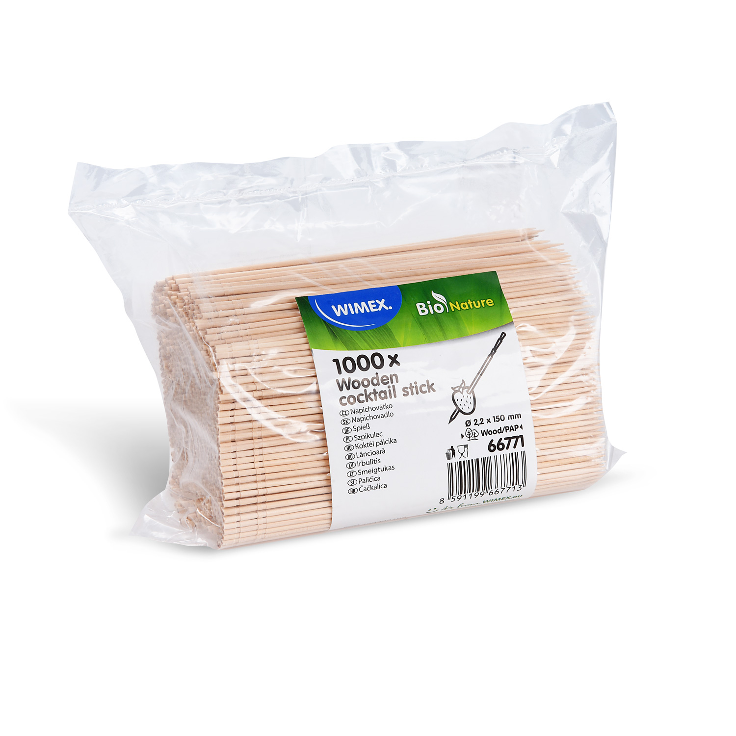Holzspiess FSC 100% Ø 2,2 x 150 mm, Packung mit 1000 Stück