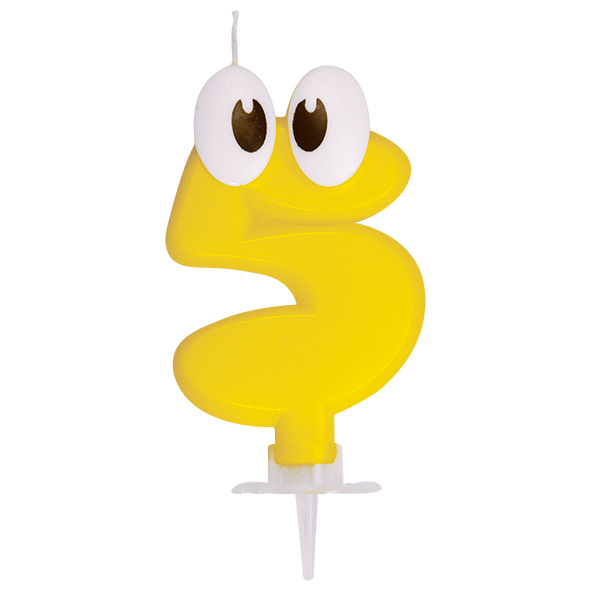 Zahlenkerze mit Halter "5" 80mm