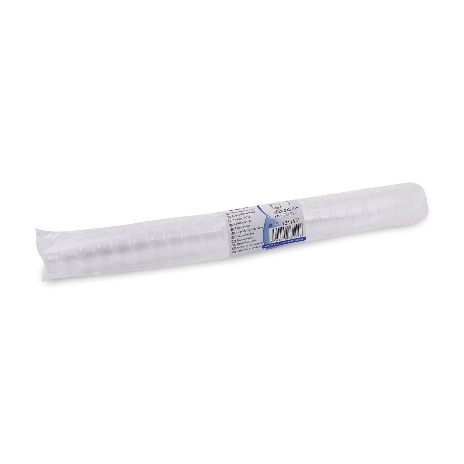 Trinkglas aus PS klar Ø 38 mm 2/4 cl mit Fuss, 20 Stück Packung