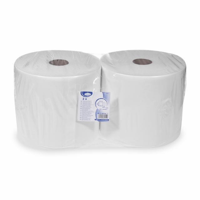 Industrie-Putztuchrolle Papier FSC Mix, 2-lagig, weiss, Ø 27 cm, 24 cm x 304 m, Packung mit 2 Stück