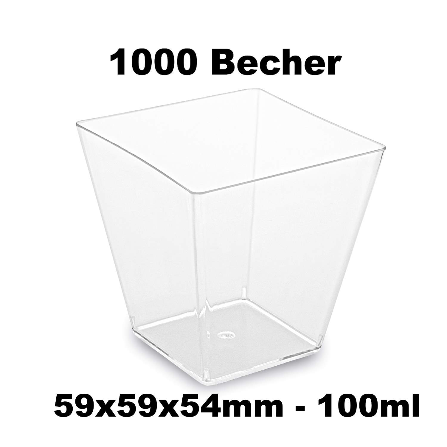 Fingerfood-Becher PS eckig glasklar 100 ml, Karton 20 x 50 Stück