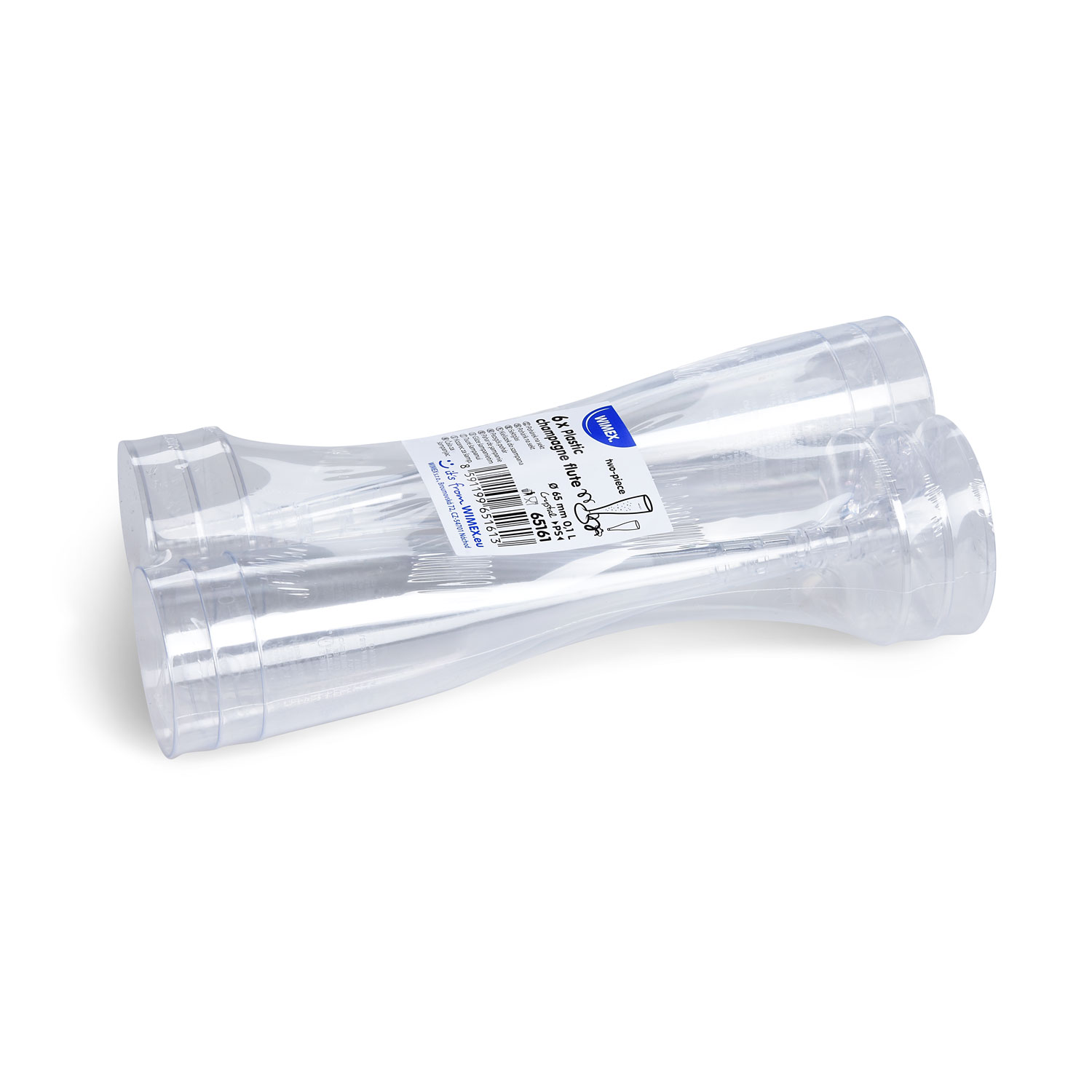 Sektglas PS zweiteilig klar Ø 65 mm 0,1 l, Packung mit 6 Stück