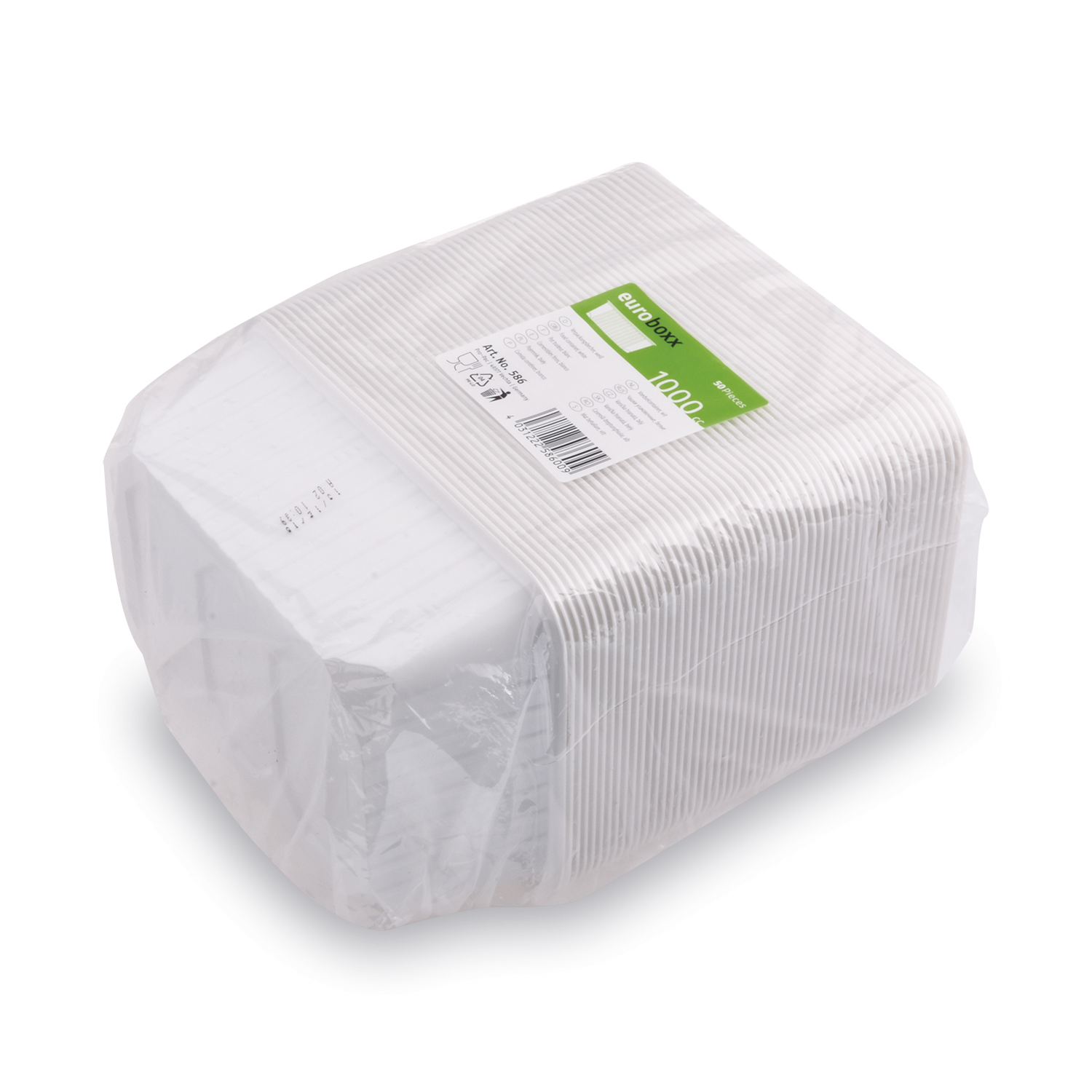 Rechteckschale PP weiss 1000 ml, 186 x 133 x 63 mm, Packung mit 50 Stück