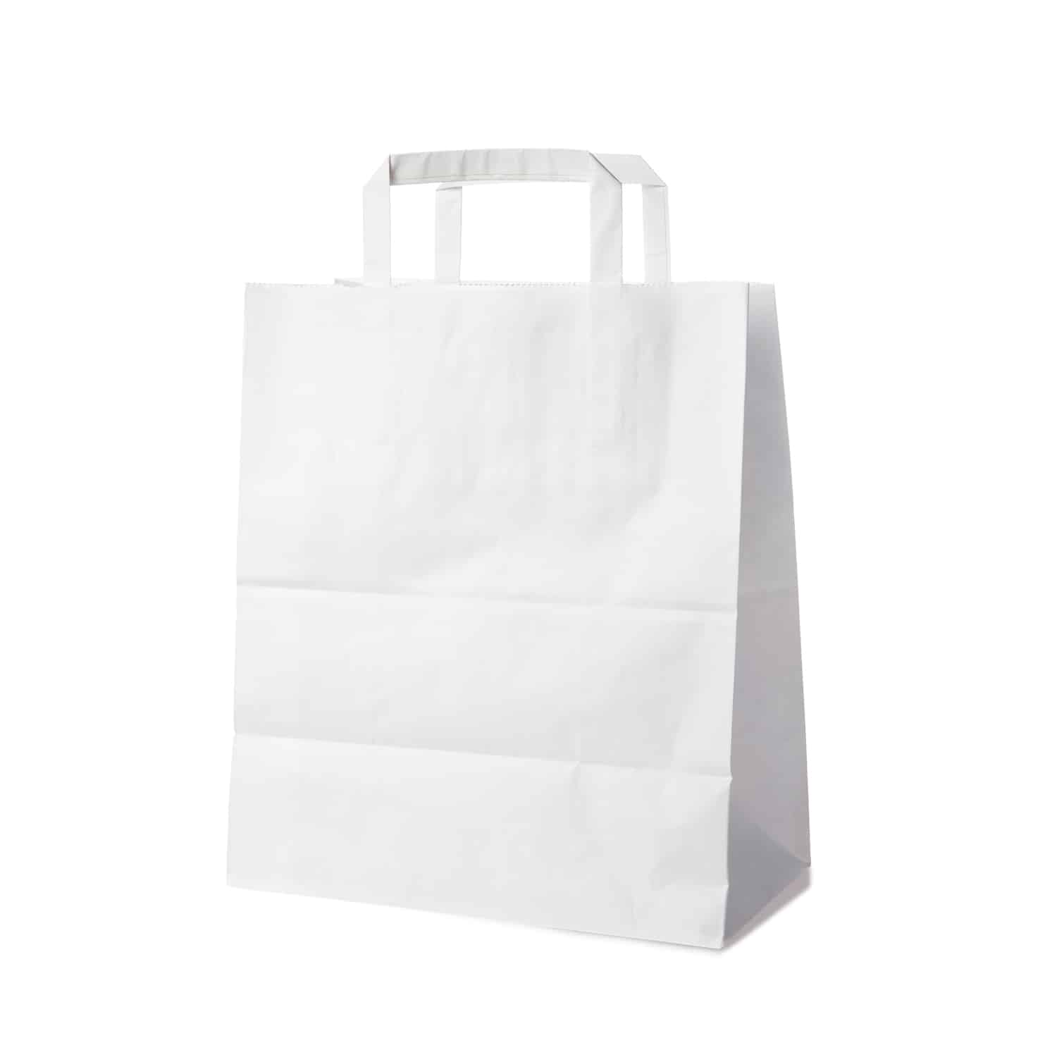 Papiertragetasche aus Papier FSC Mix weiss 26+14 x 32 cm, Packung mit 50 Stück