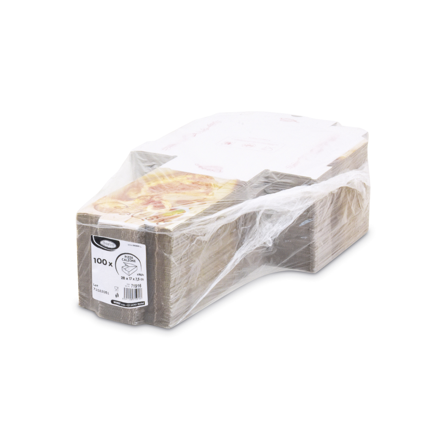 Pizzakarton PAP 17 x 28 x 7,5 cm weiss bedruckt Motiv, Packung mit 100 Stück