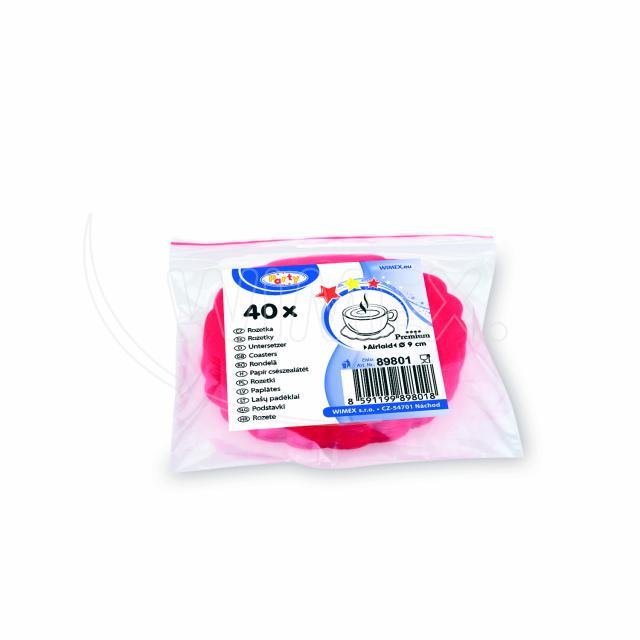 Untersetzer aus PAP Airlaid FSC Mix rot Ø 9 cm, Packung mit 40 Stück