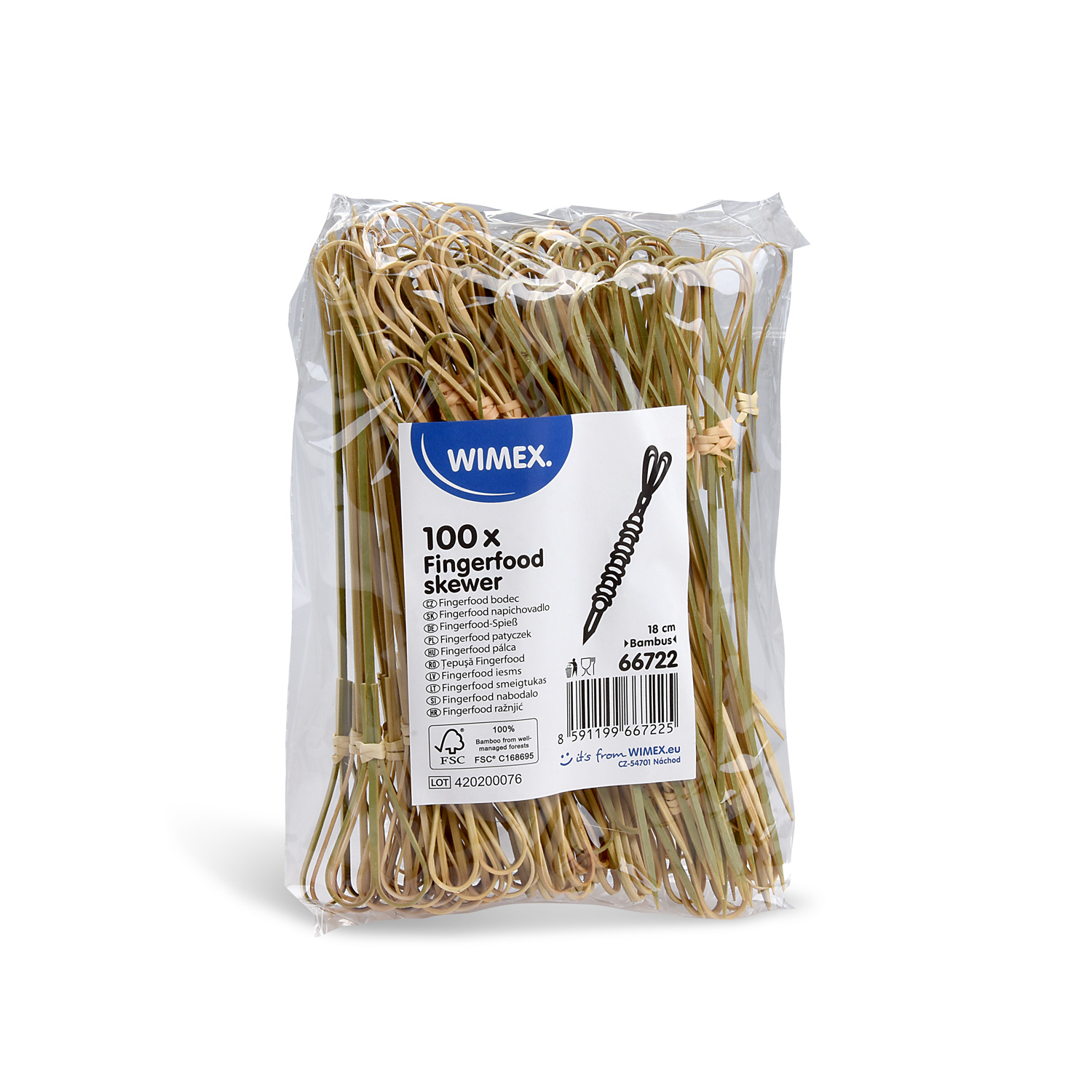 Fingerfood-Spieß Bambus FSC 100% Herz 18 cm, Packung mit 100 Stück