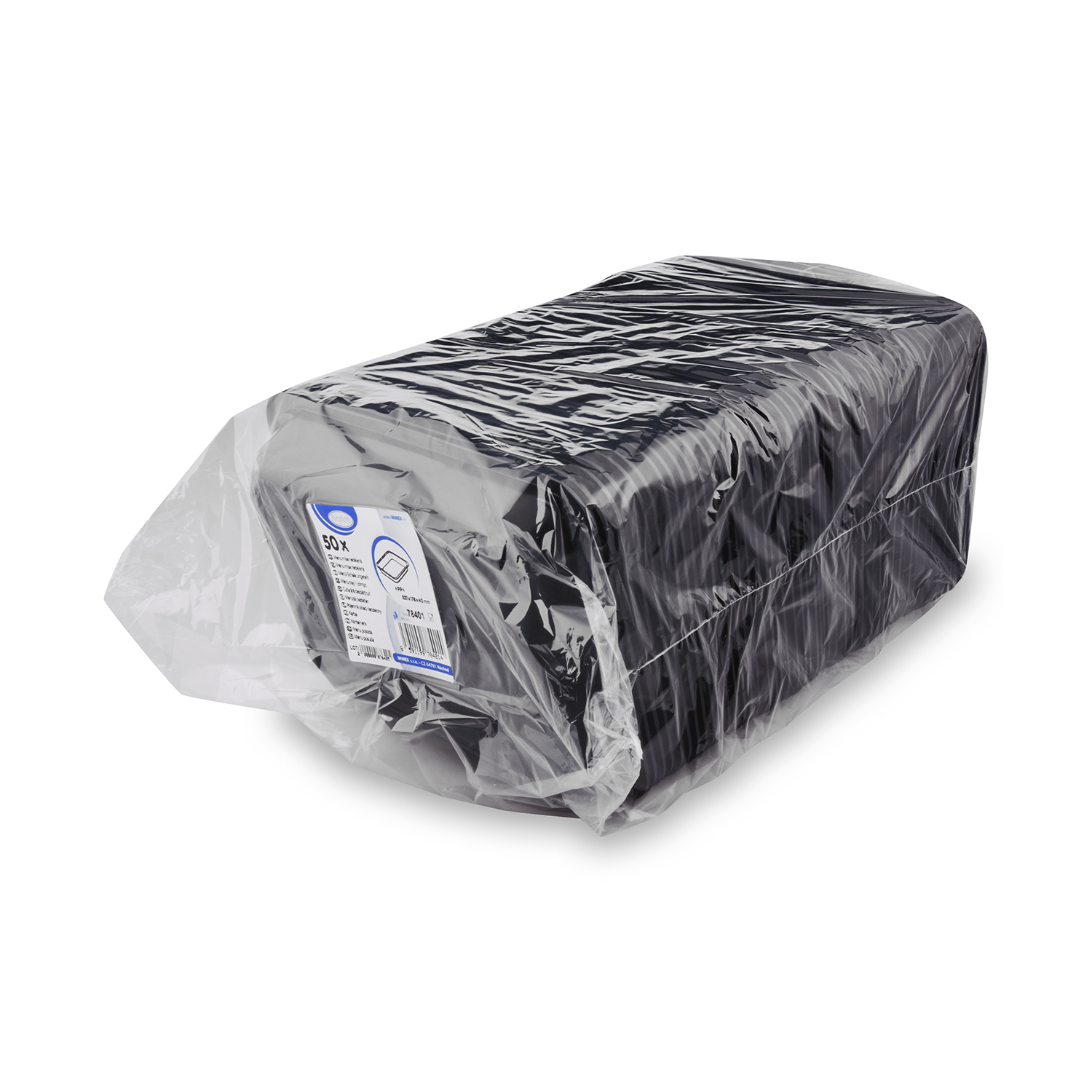 Menü-Schale PP ungeteilt schwarz 1100 ml 227 x 178 x 40 mm, Packung mit 50 Stück