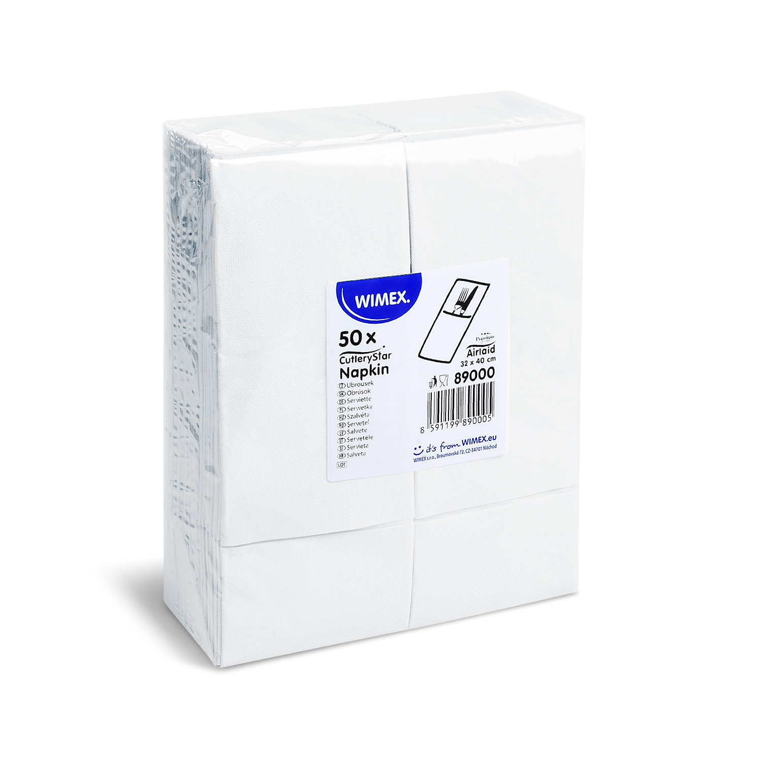 Besteckserviette PAP Airlaid FSC Mix 40 x 32 cm weiss, Packung mit 50 Stück
