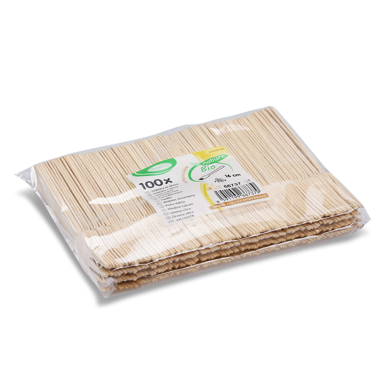 Holzgabel FSC 100% 16 cm natur, Packung mit 100 Stück