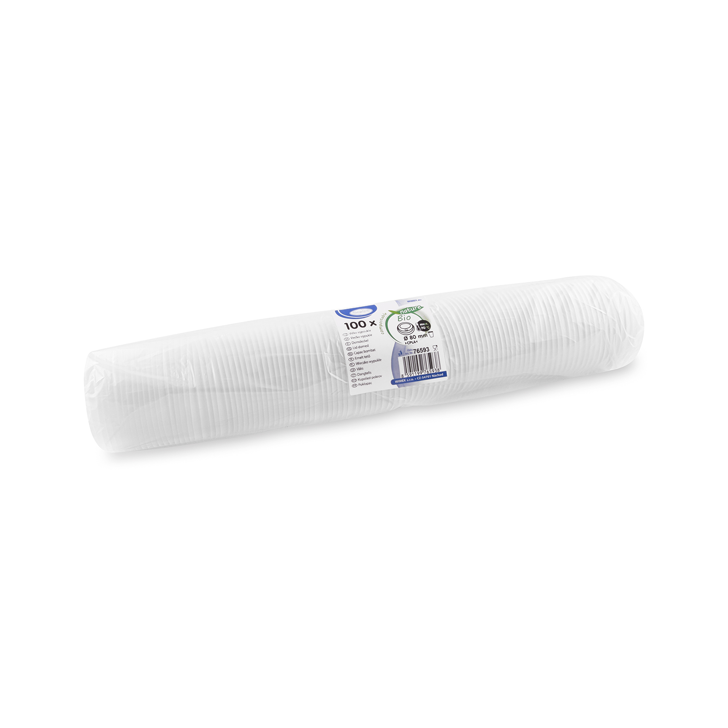 Domdeckel CPLA weiss für Becher Ø 80 mm, Packung mit 100 Stück