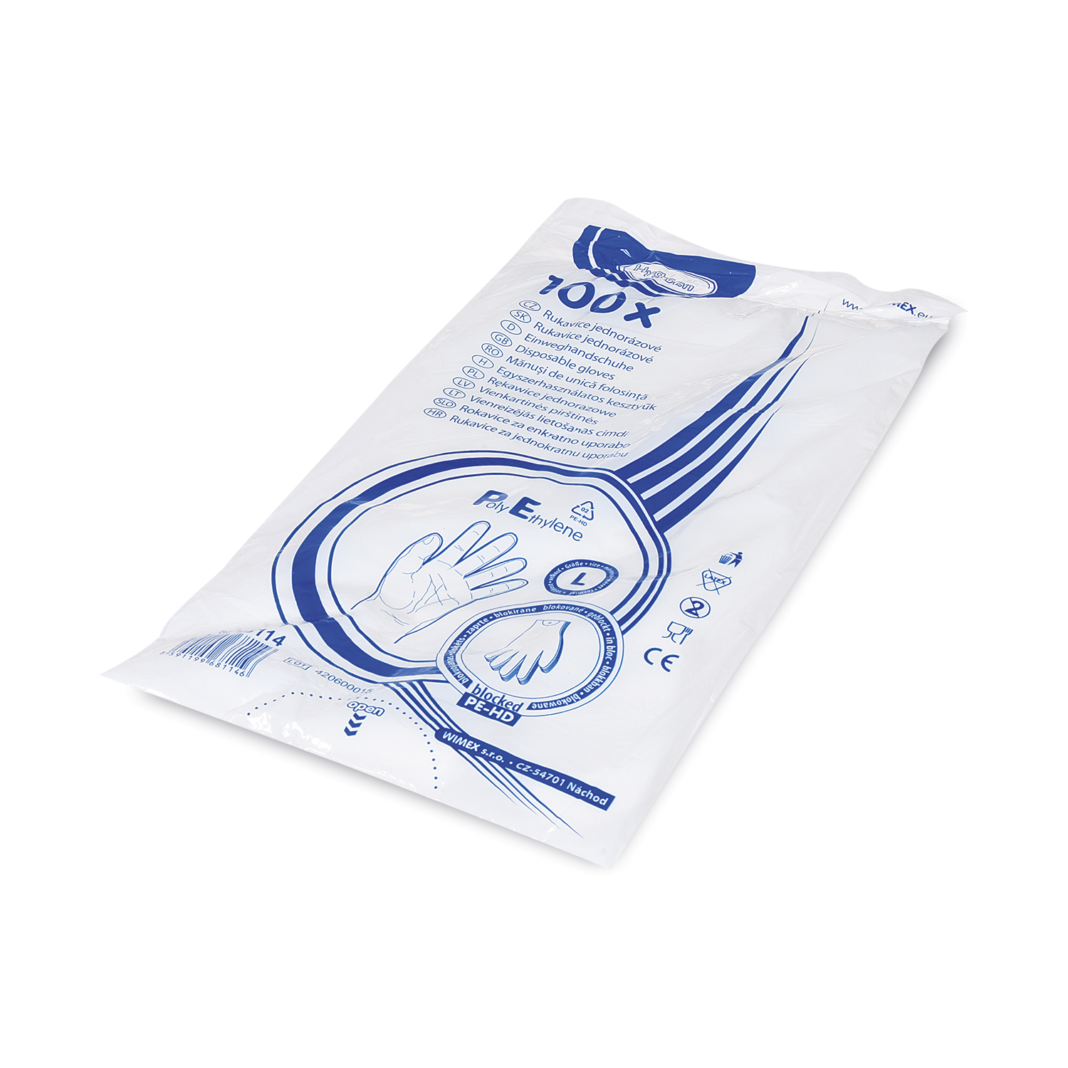 Einweghandschuhe HDPE transparent Grösse L, Packung mit 100 Stück