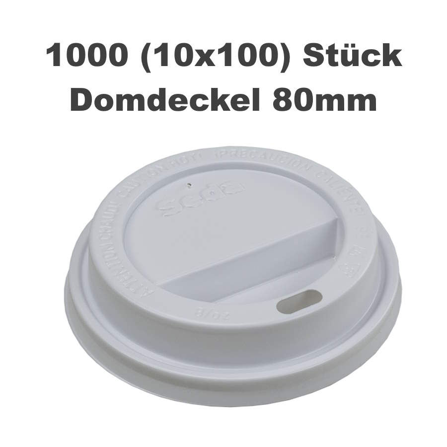 Domdeckel aus PS weiss Ø 80 mm, Karton à 10 Packungen / 1000 Stück