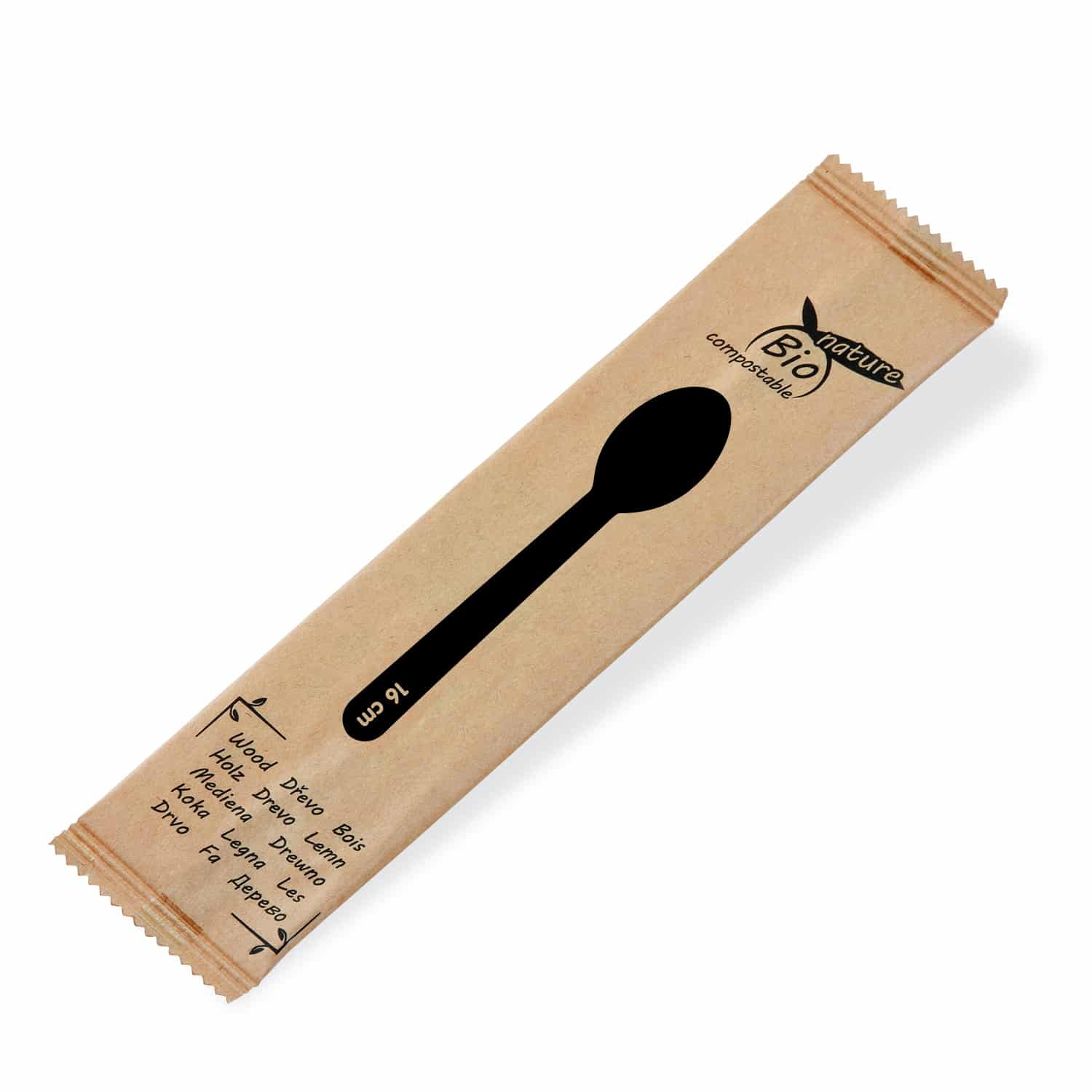 Holzlöffel FSC 100% 16 cm, einzeln verpackt, Packung mit 100 Stück