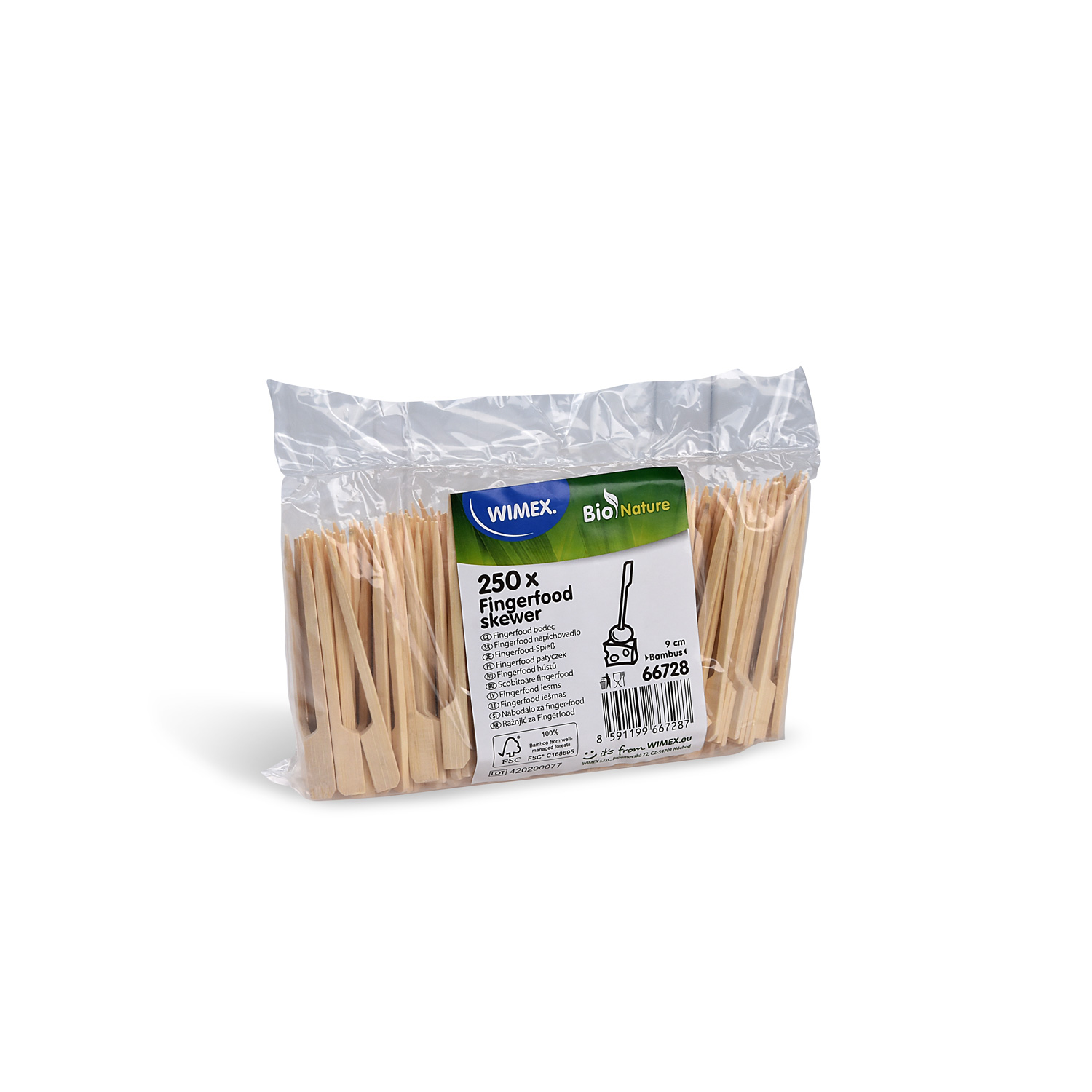 Fingerfood-Spieß Bambus FSC 100% 9 cm, Packung mit 250 Stück