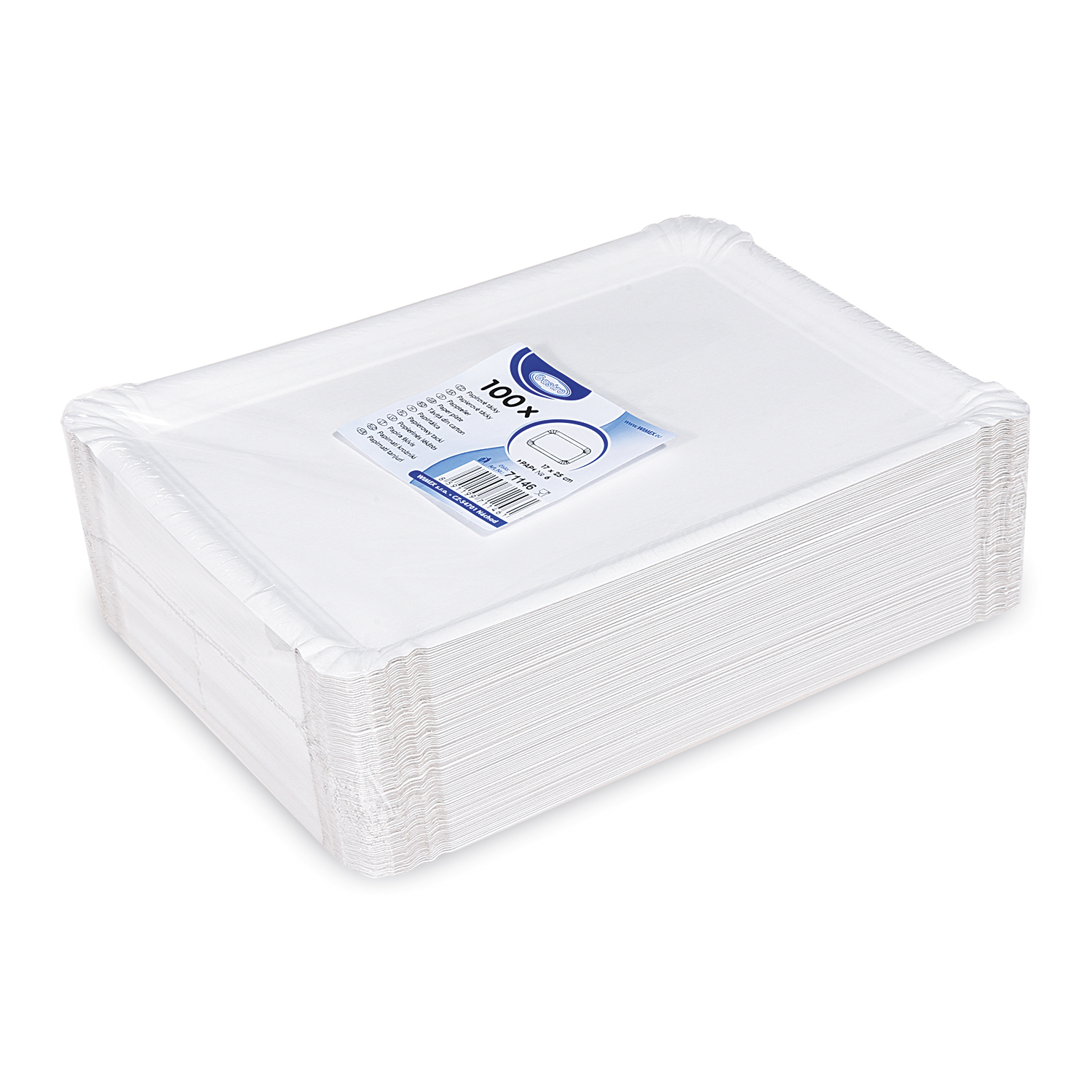 Pappteller aus PAP FSC Mix-Recy weiss 19 x 27 cm, Packung mit 100 Stück