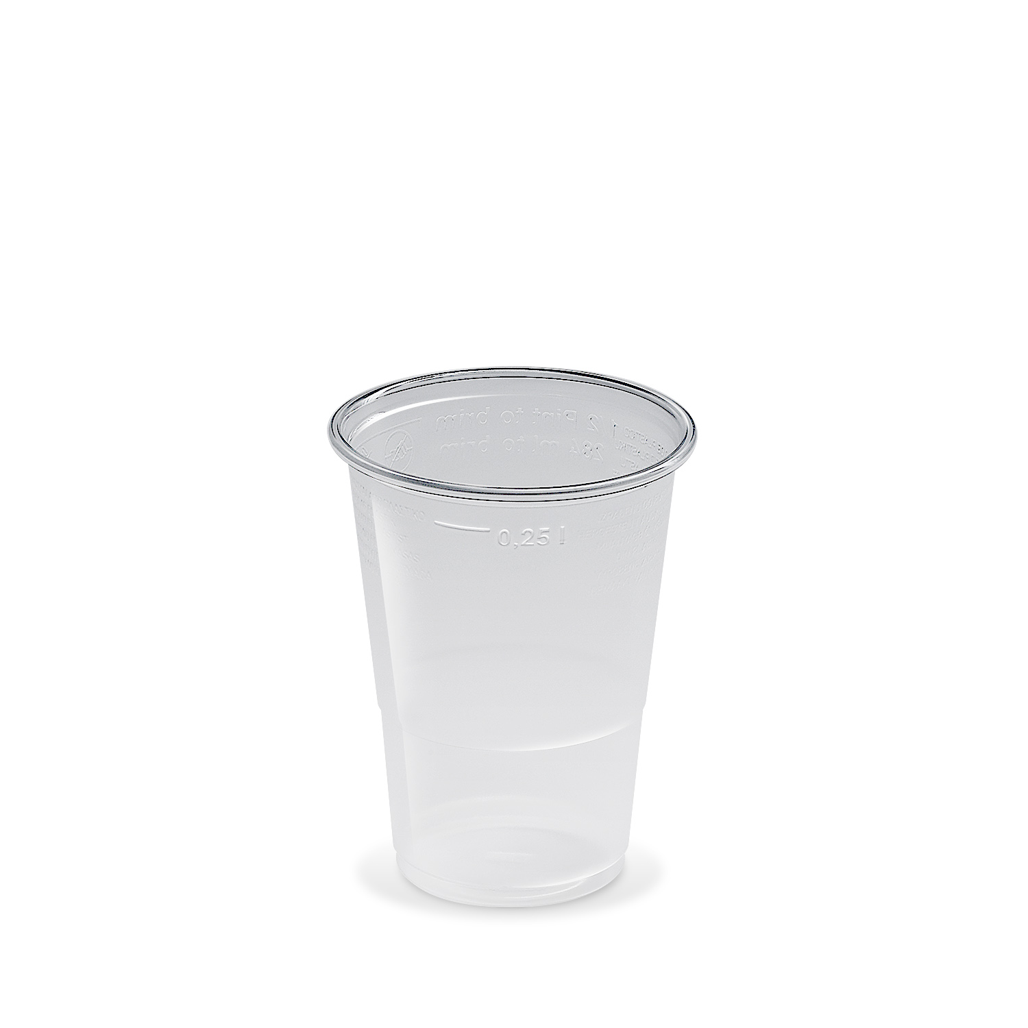 Trinkbecher PP klar Ø 78 mm 0,25 l, Packung mit 50 Stück