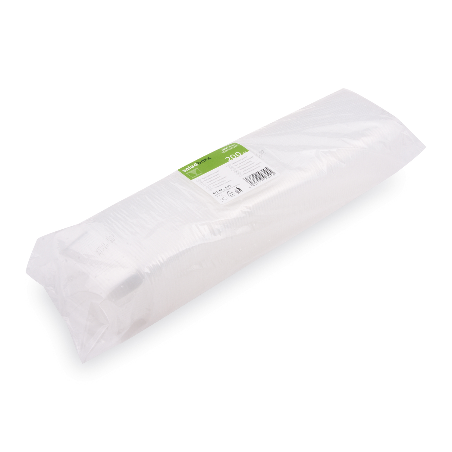 Rechteckbecher aus PP klar 200 ml 108 x 81 x 43 mm, Packung mit 100 Stück