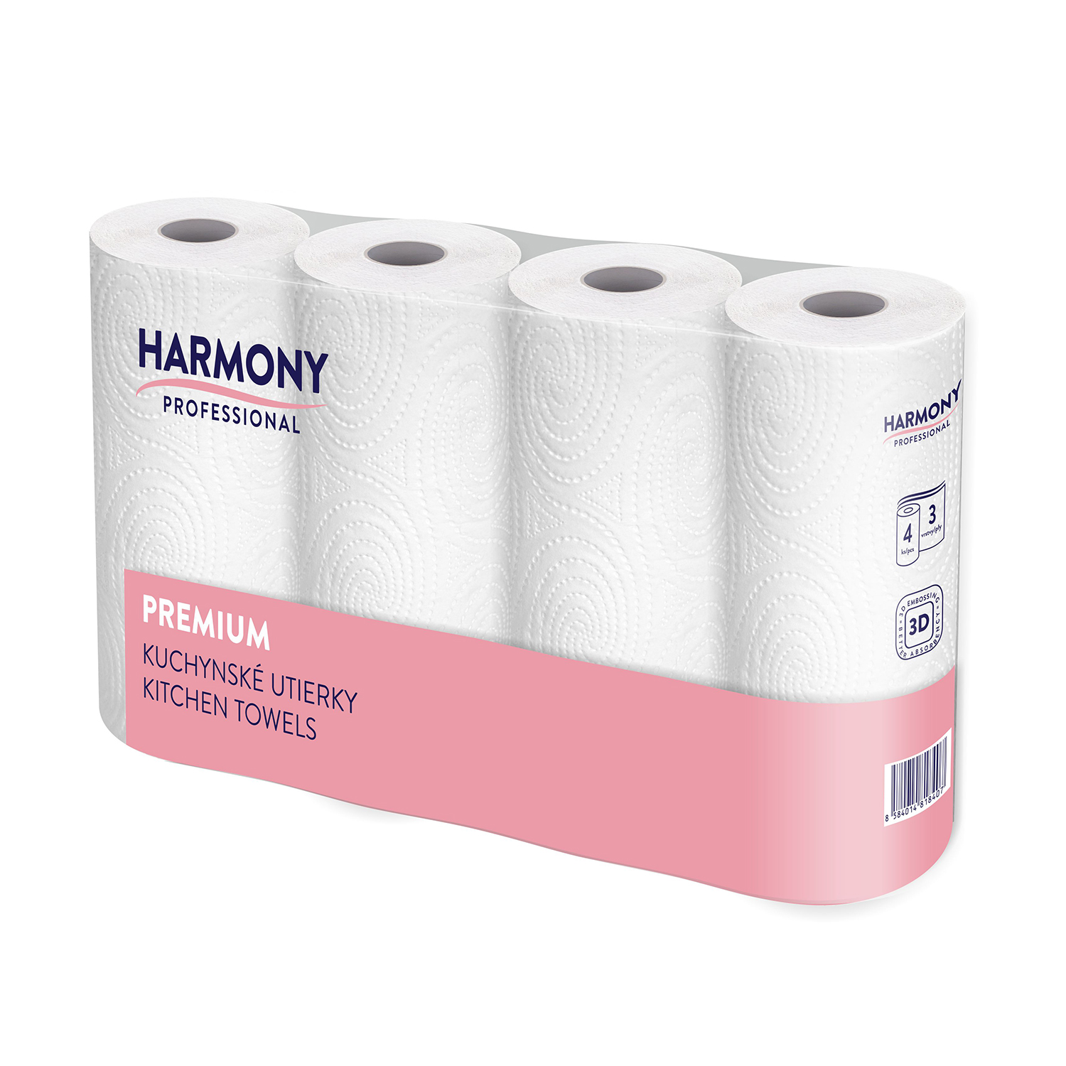 Küchenrolle PAP 3-lagig weiss Ø 11 cm 10,5 m, Packung mit 4 Rollen