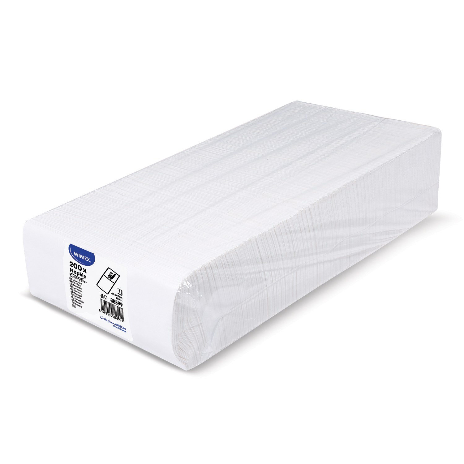 Besteckserviette Papier FSC Mix 40 x 40 cm weiss, 3-lagig, Packung mit 200 Stück