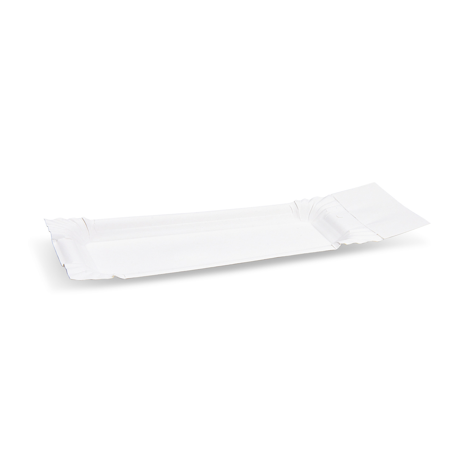 Pappteller mit Abriß weiß 8 x 18+3 cm Pappteller mit Abriß weiß 8 x 18+3 cm