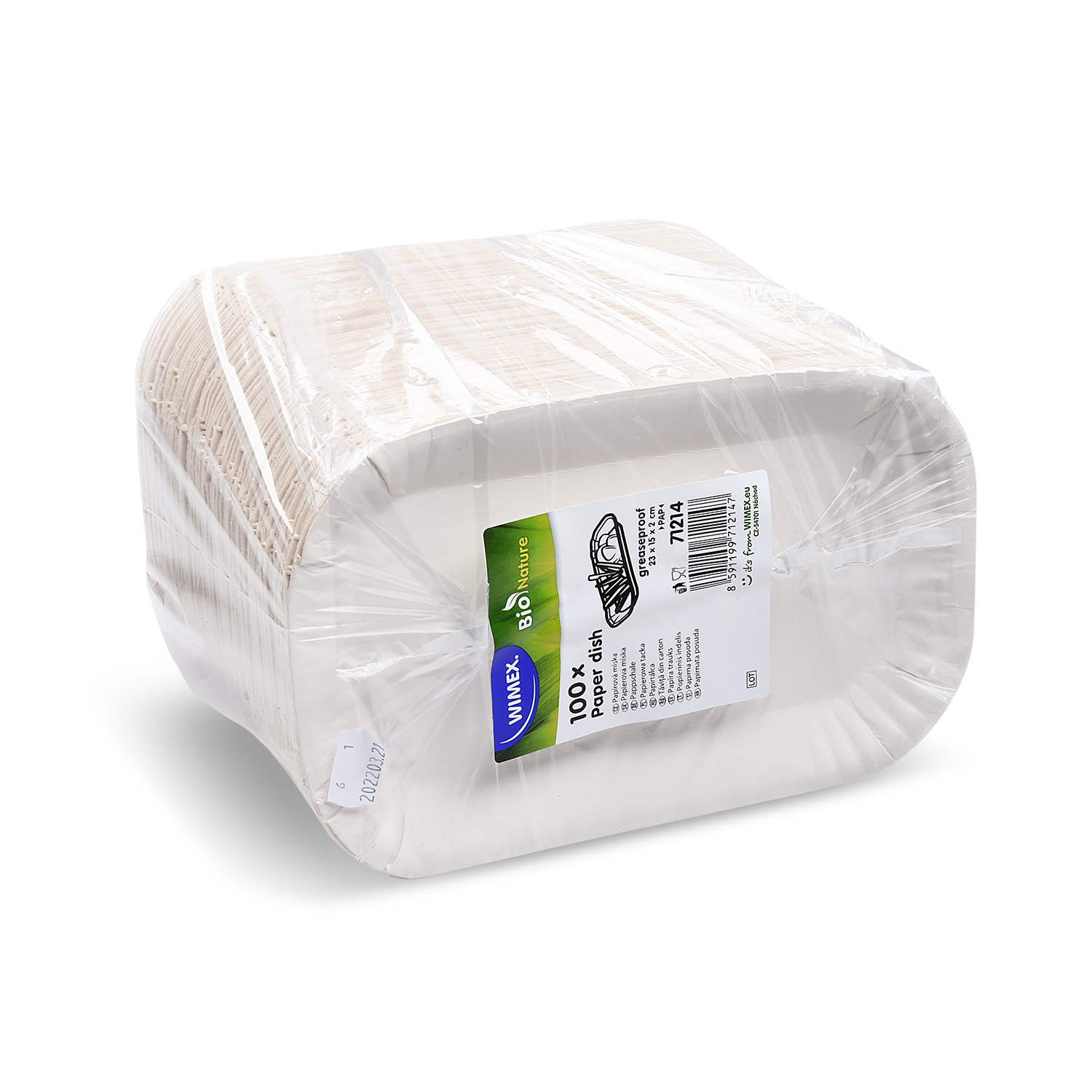 Pappschale FSC Mix weiss, eckig, fettdicht, 23 x 15 x 2 cm, Packung mit 100 Stück