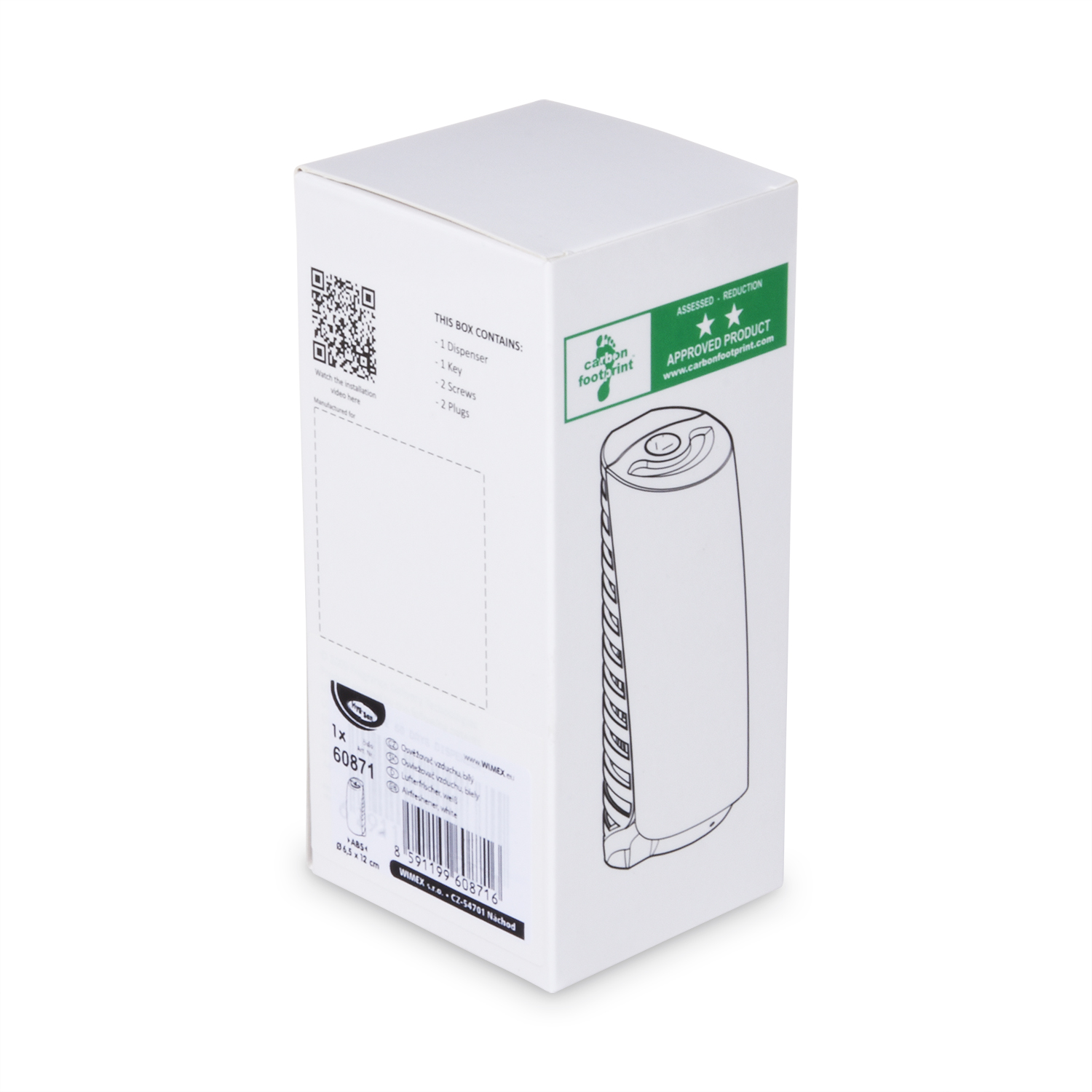 Lufterfrischer aus ABS weiss Ø 6,5 x 15 cm, Packung mit 1 Stück