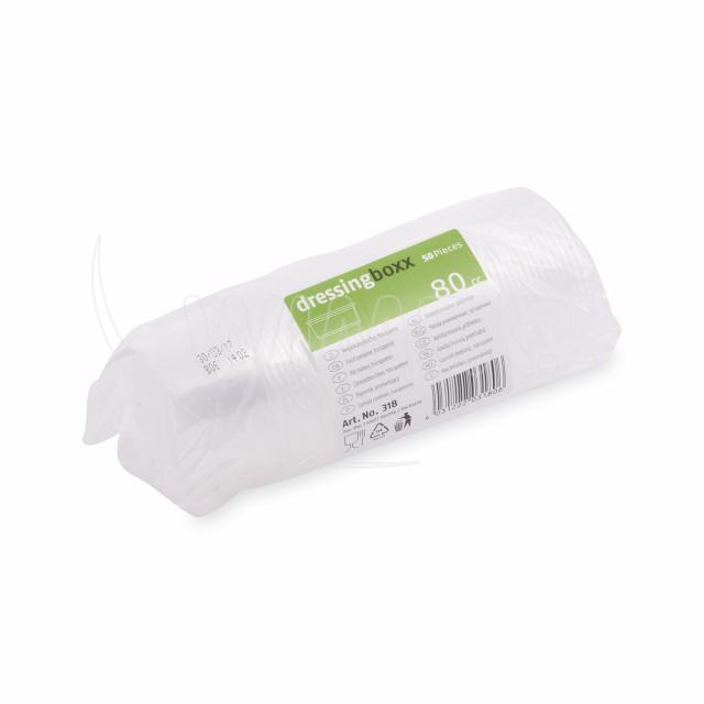 Dressingbecher PP klar Ø 70 mm 80 ml, Packung mit 50 Stück