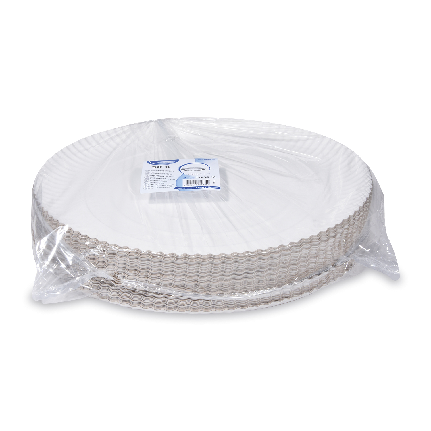 Pappteller Recy weiss Ø 34 cm, Packung mit 50 Stück