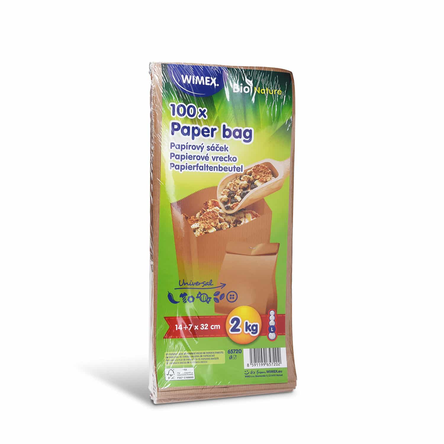Papierfaltenbeutel Papier braun 14+7 x 32 cm FSC Mix, Packung à 100 Stück