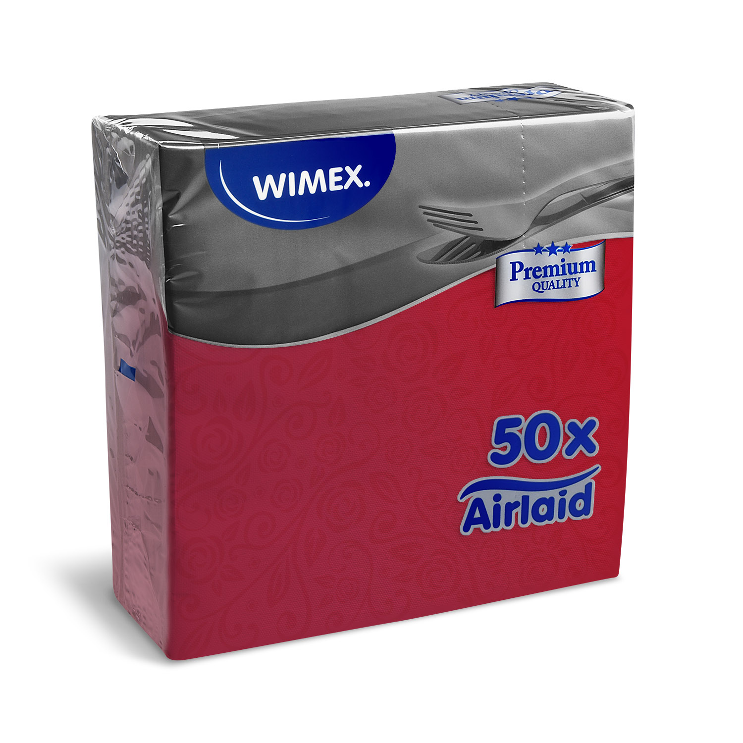 Serviette PAP-Airlaid FSC Mix 40 x 40 cm rot, Dekor R, Packung mit 50 Stück