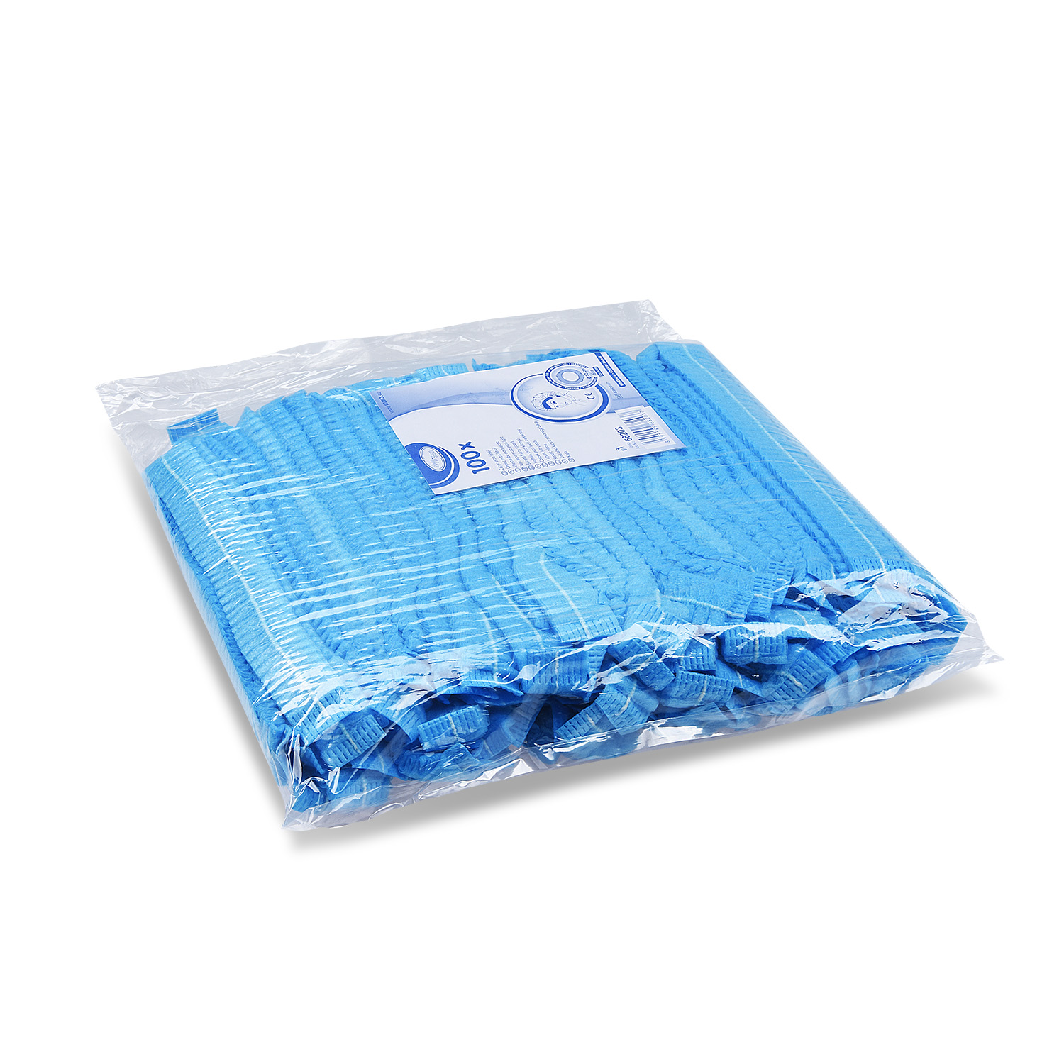 Vlieshaube aus PP blau, Packung mit 100 Stück