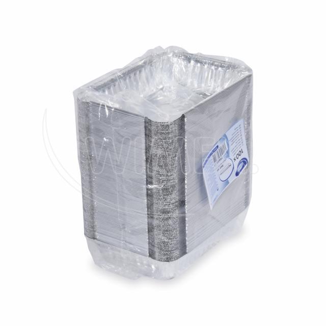 Alu-Schale eckig 220 x 155 x 40 mm, 820 ml, Packung mit 100 Stück