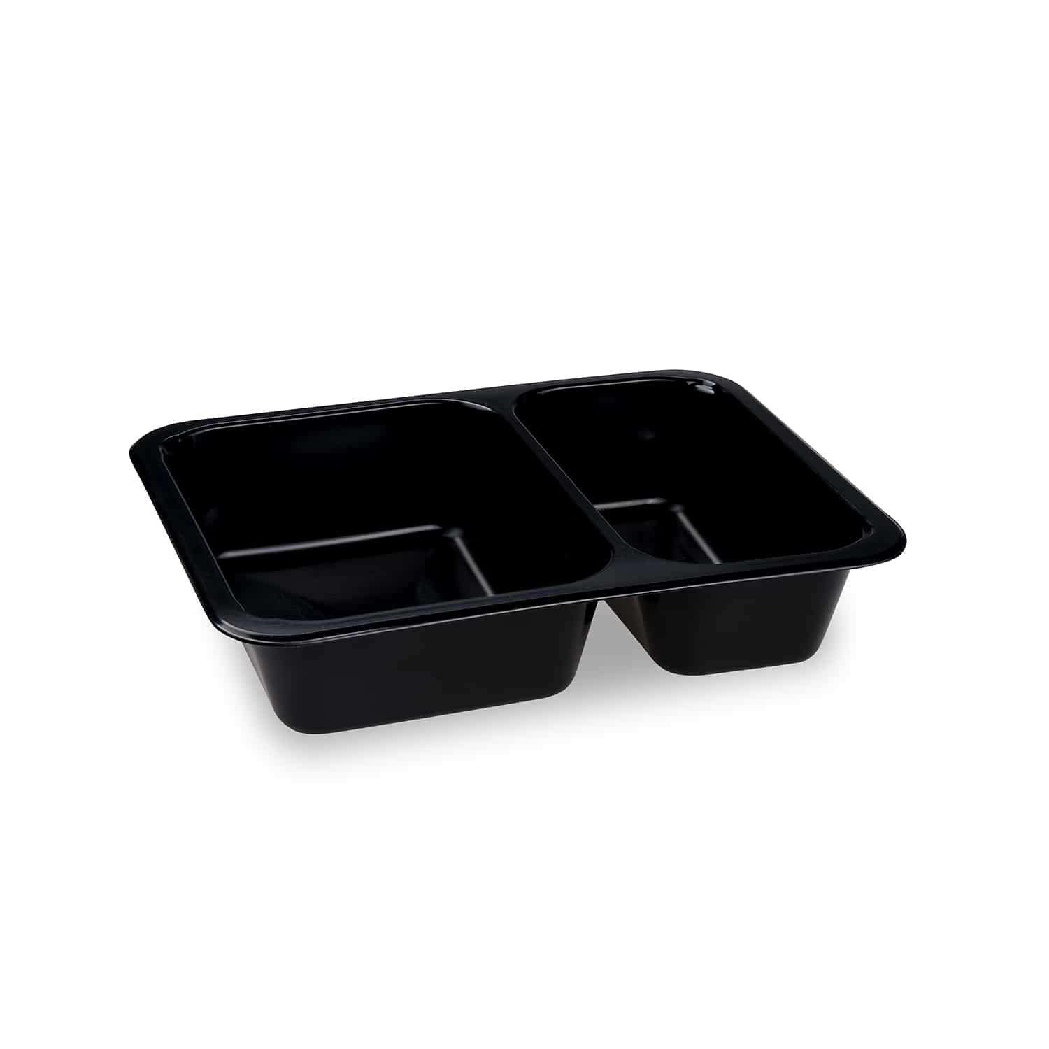 Menü-Schale aus PP schwarz, 2-geteilt, 227 x 178 x 49 mm, Packung mit 20 Stück