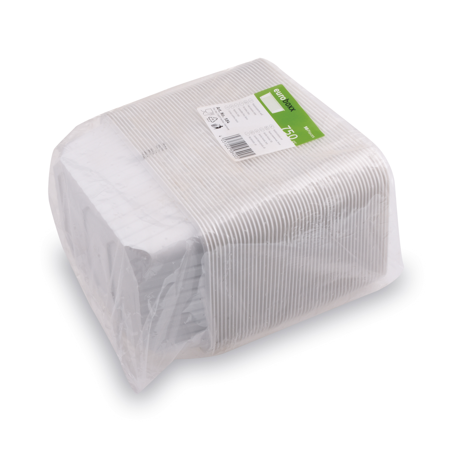 Rechteckschale PP Euroboxx weiss 186 x 133 mm 750 ml, Packung mit 50 Stück