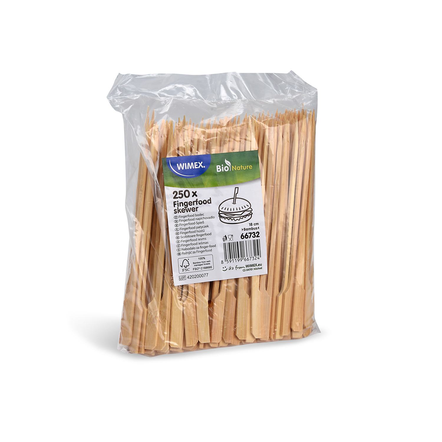 Fingerfood-Spieß Bambus FSC 100% 18 cm, Packung mit 250 Stück