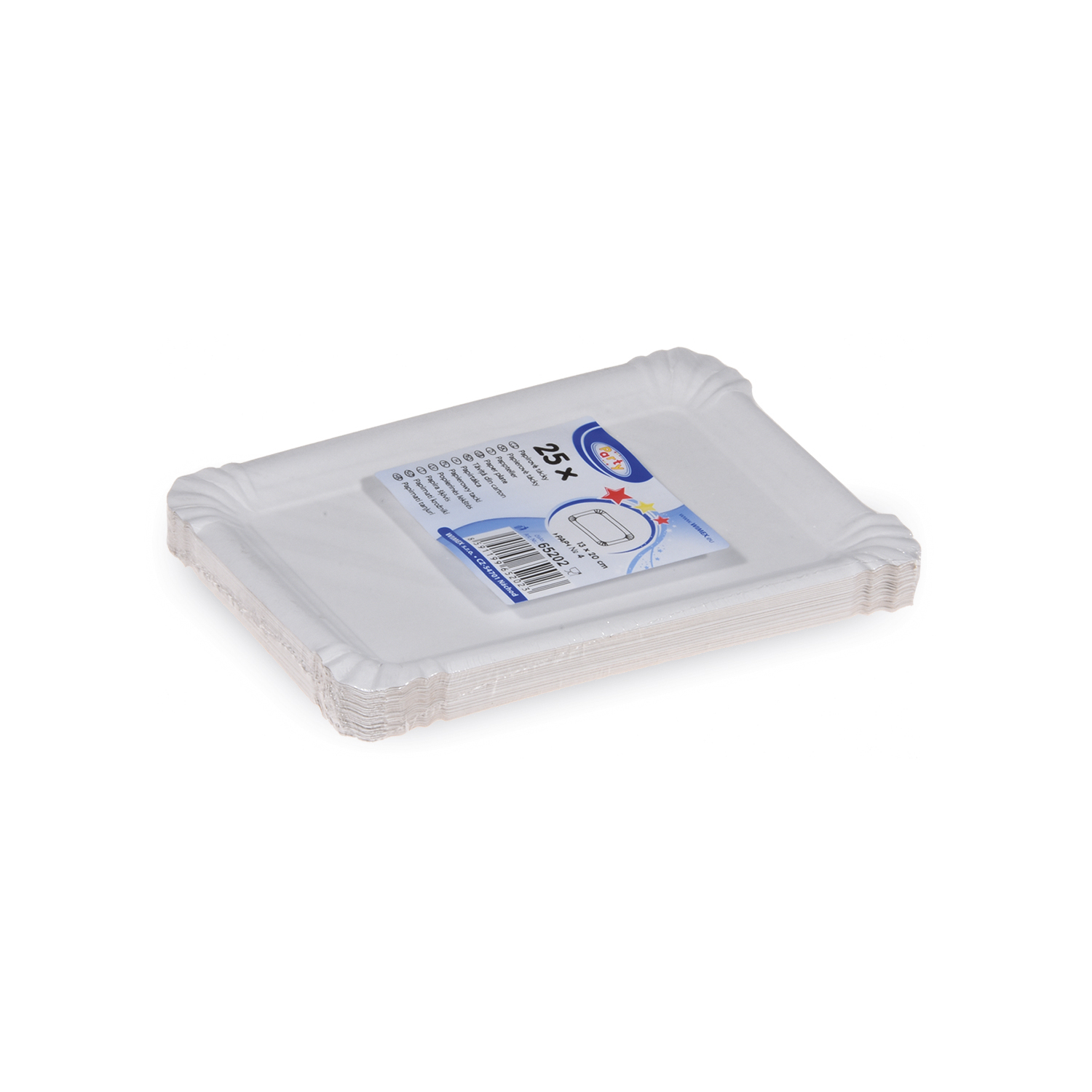 Pappteller aus PAP FSC Recycled weiss 13 x 20 cm, Packung mit 25 Stück