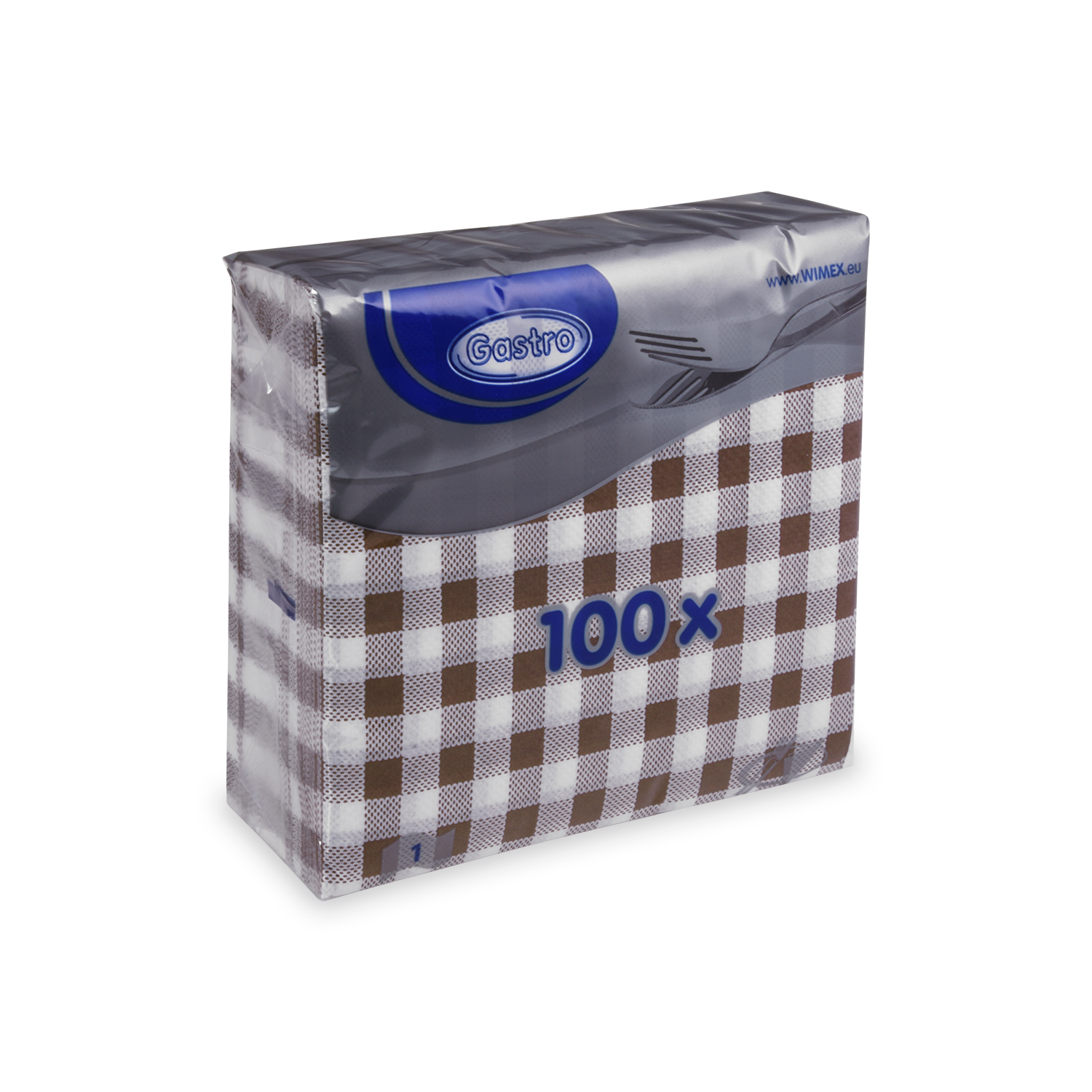 Serviette PAP FSC Mix 33 x 33 cm braun Karo, Packung mit 100 Stück