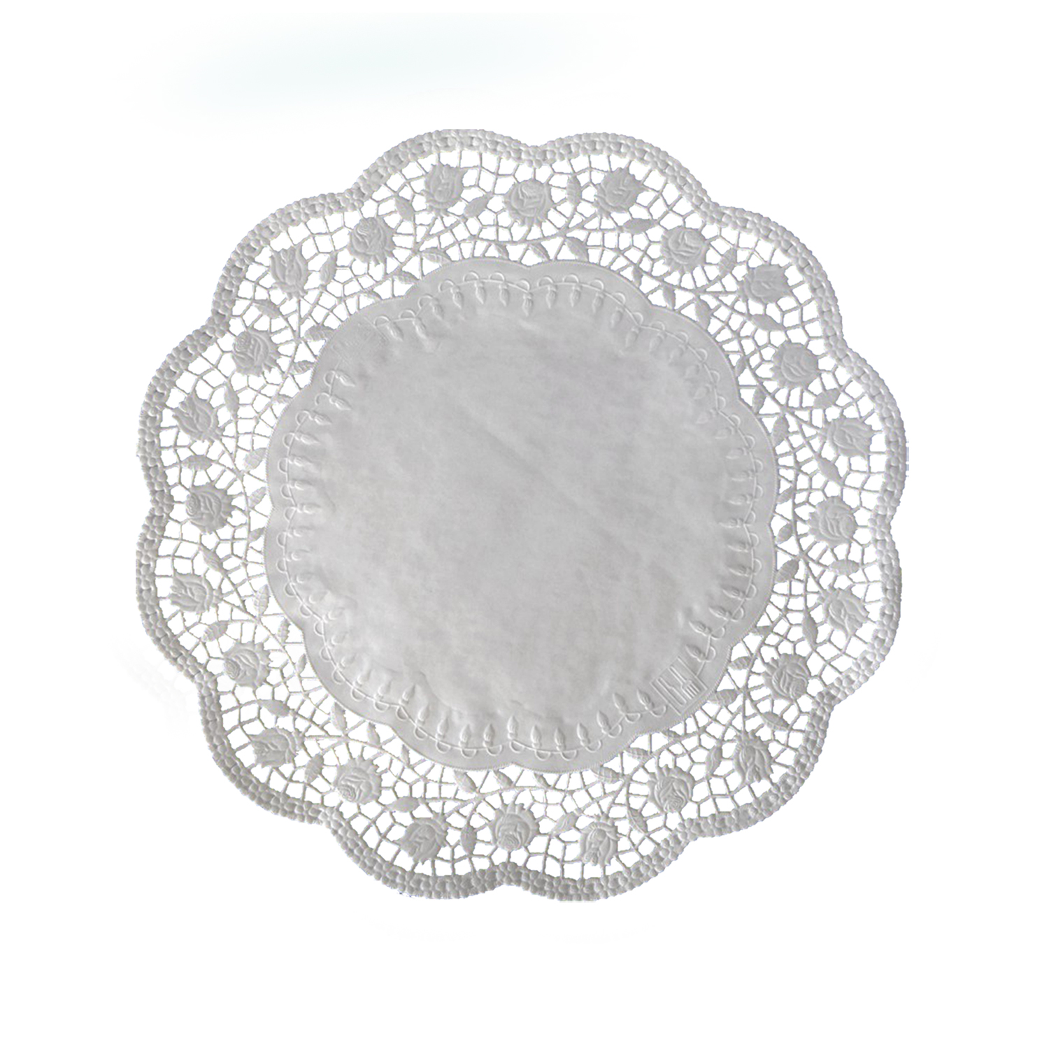 Deko-Tortenspitze Papier rund weiss Ø 30 cm, Packung mit 6 Stück