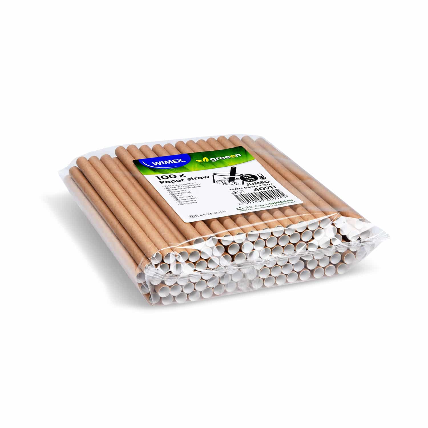 Papiertrinkhalm Kraft JUMBO Ø 8 mm x 15 cm, Packung mit 100 Stück