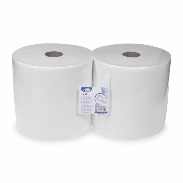 Industrie-Putztuchrolle aus Papier FSC Mix weiss, Ø 27 cm, 26 cm x 304 m, Packung mit 2 Stück