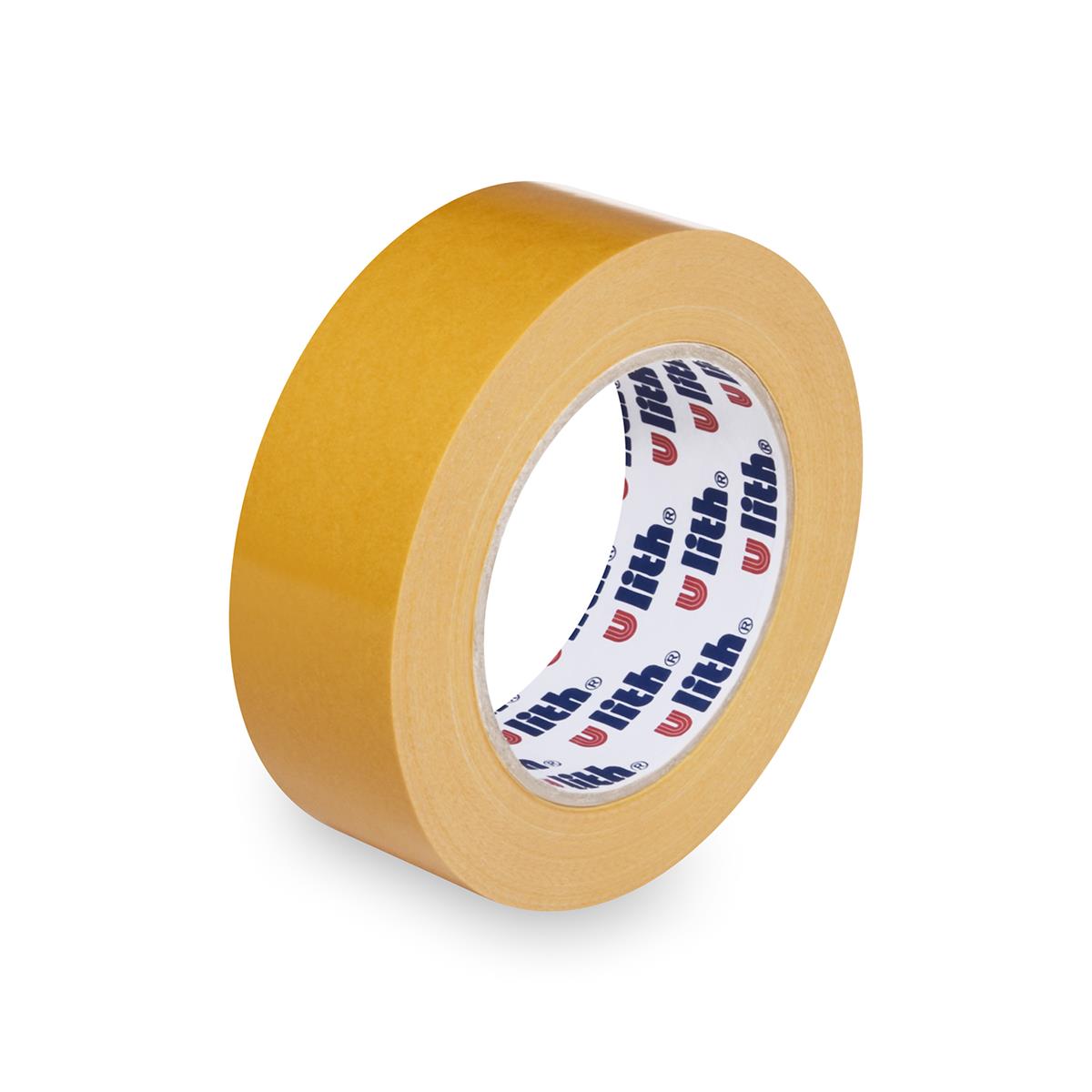 Beidseitiges Klebeband aus PP 38 mm x 25 m gelb, Packung mit 1 Stück