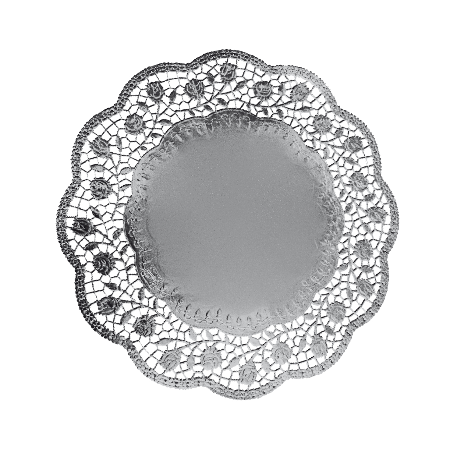 Deko-Tortenspitze PAP/ALU rund silber Ø 32 cm, Packung mit 4 Stück