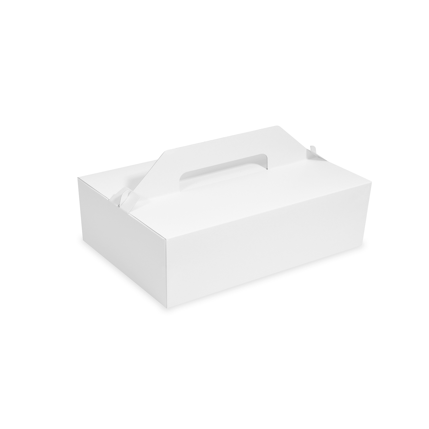 Tortenkarton PAP recycelt 27 x 18 x 10 cm weiss mit Henkel, Packung mit 50 Stück