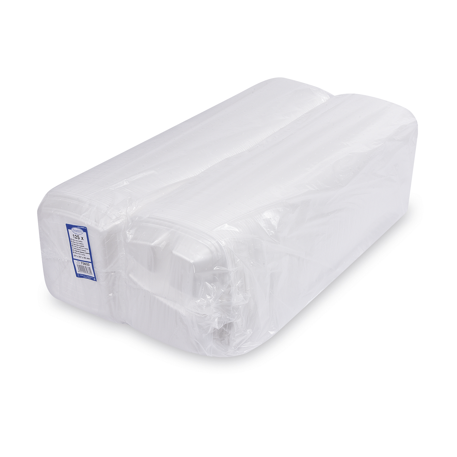 Menü-Box XPS 3-geteilt weiss 570 ml 241 x 207 x 69 mm, Packung mit 125 Stück