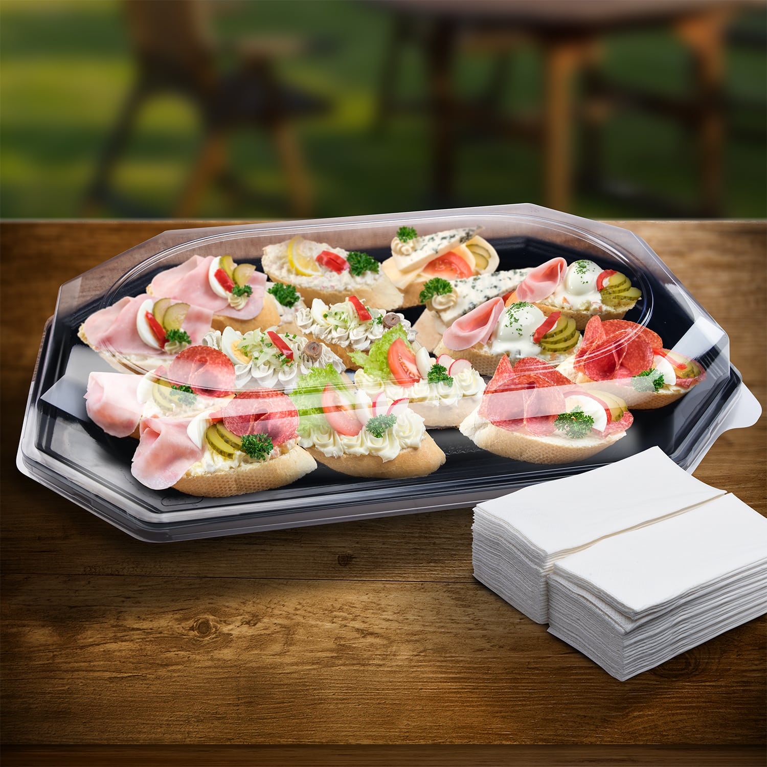 Domdeckel rPET klar 55 x 37 x 6,5 cm für Catering-Platte, Packung mit 10 Stück