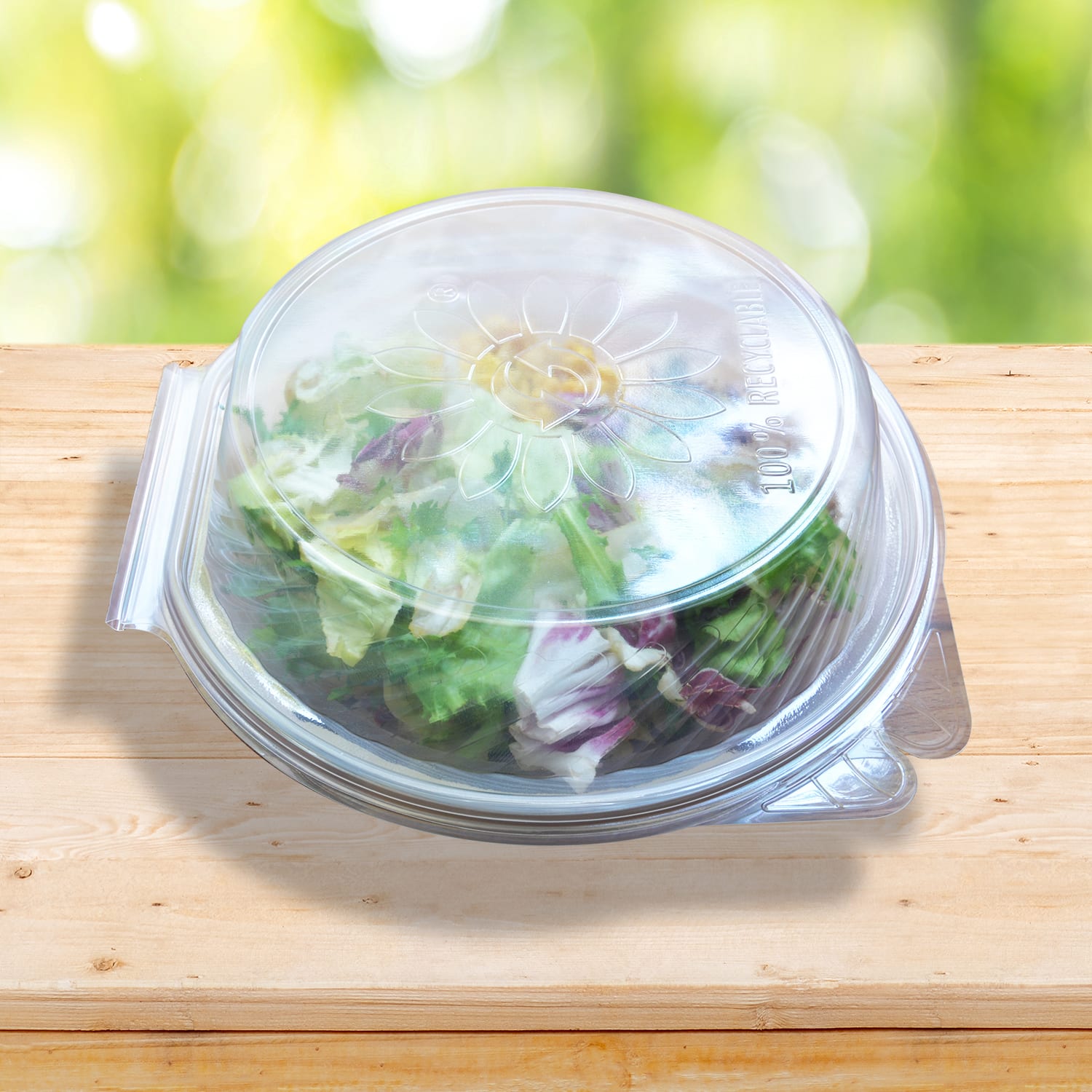 Salatschale PP Ripboxx Greens klar 2200 ml Ø 215 x 105 mm, Packung mit 25 Stück