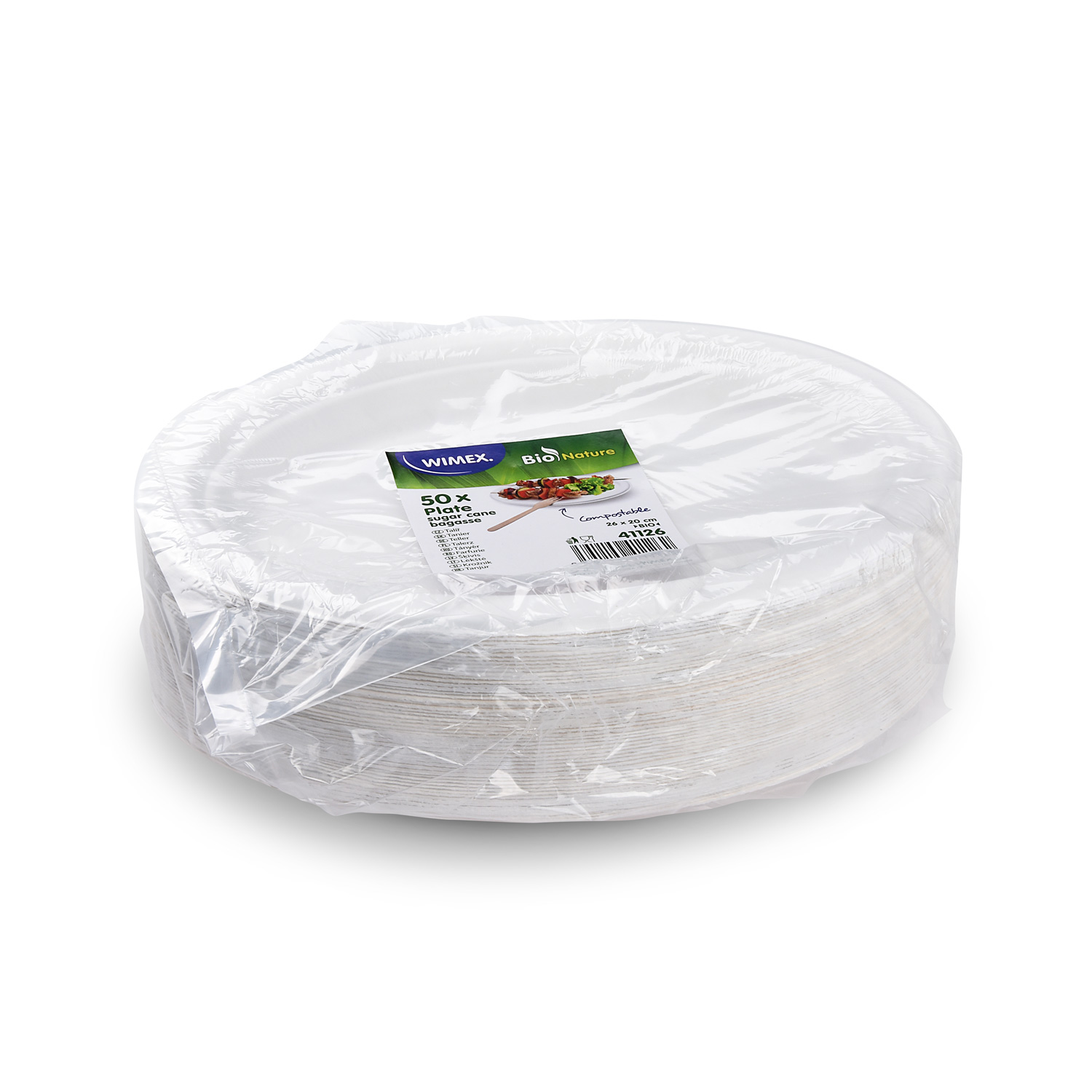 Teller aus Zuckerrohr-Bagasse oval 26 x 20 cm natur, Packung mit 50 Stück